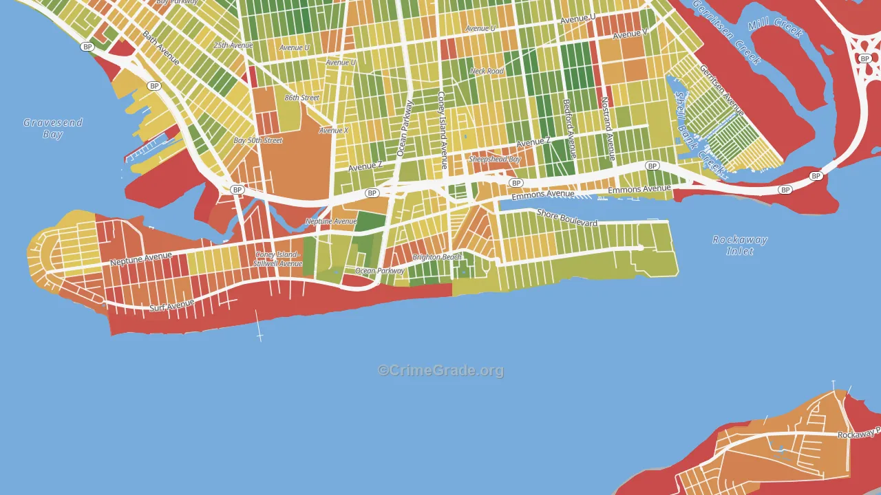 Brighton Beach, Brooklyn, NY Map of Assault Rates