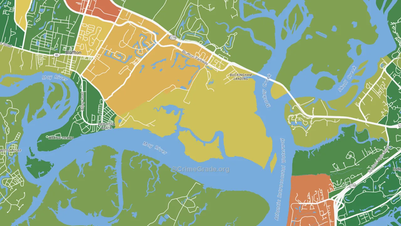 Brighton Beach, SC Map of Assault Rates