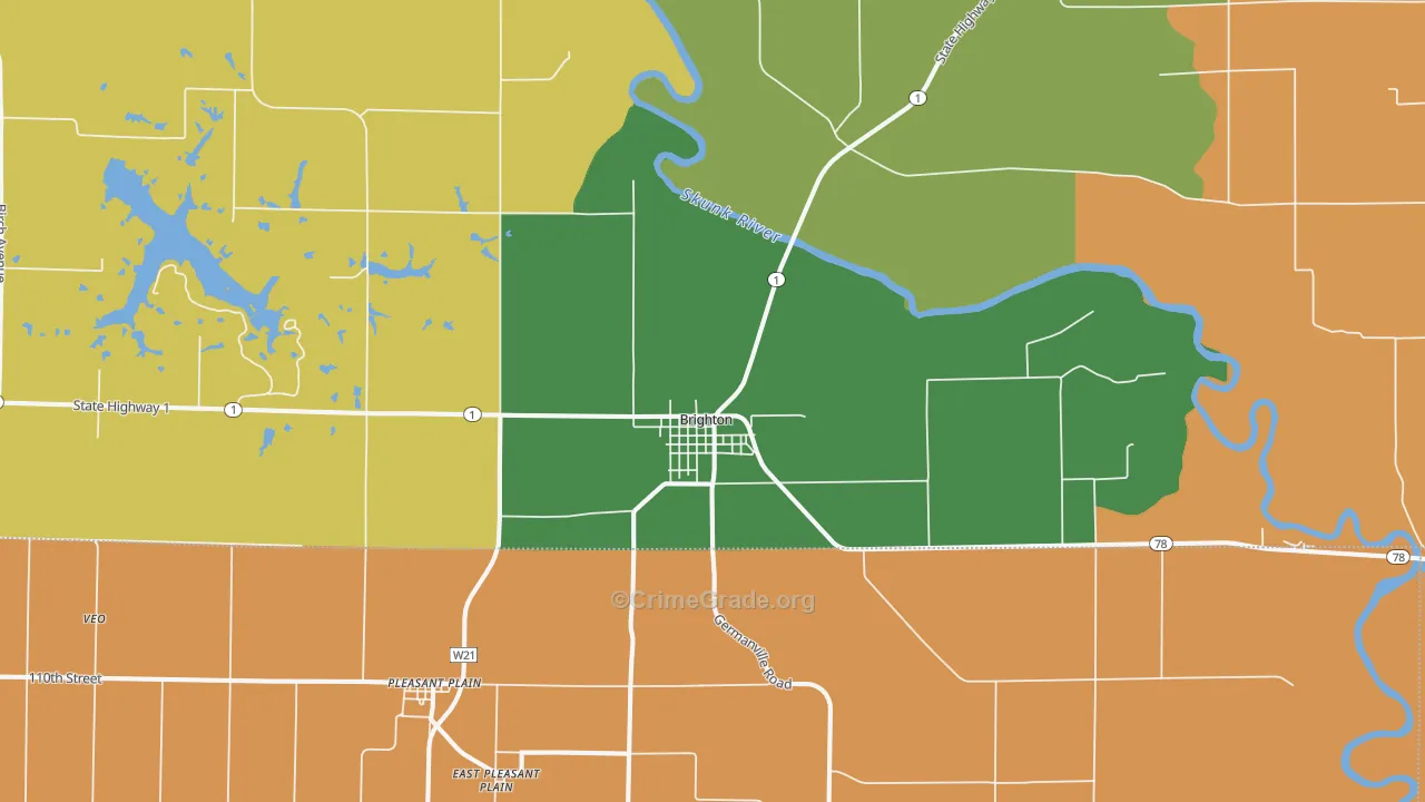 Brighton, IA Map of Assault Rates