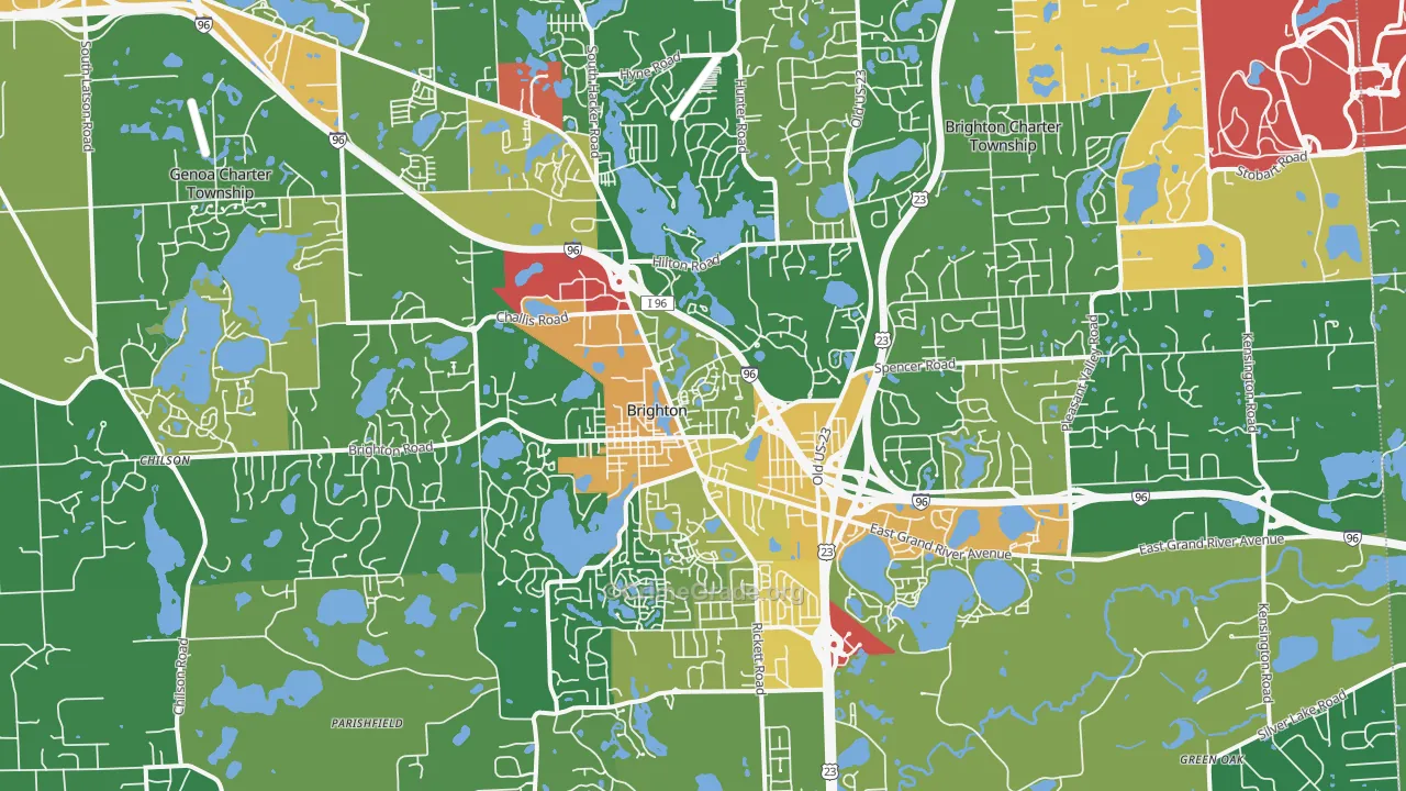 Brighton, MI Map of Assault Rates