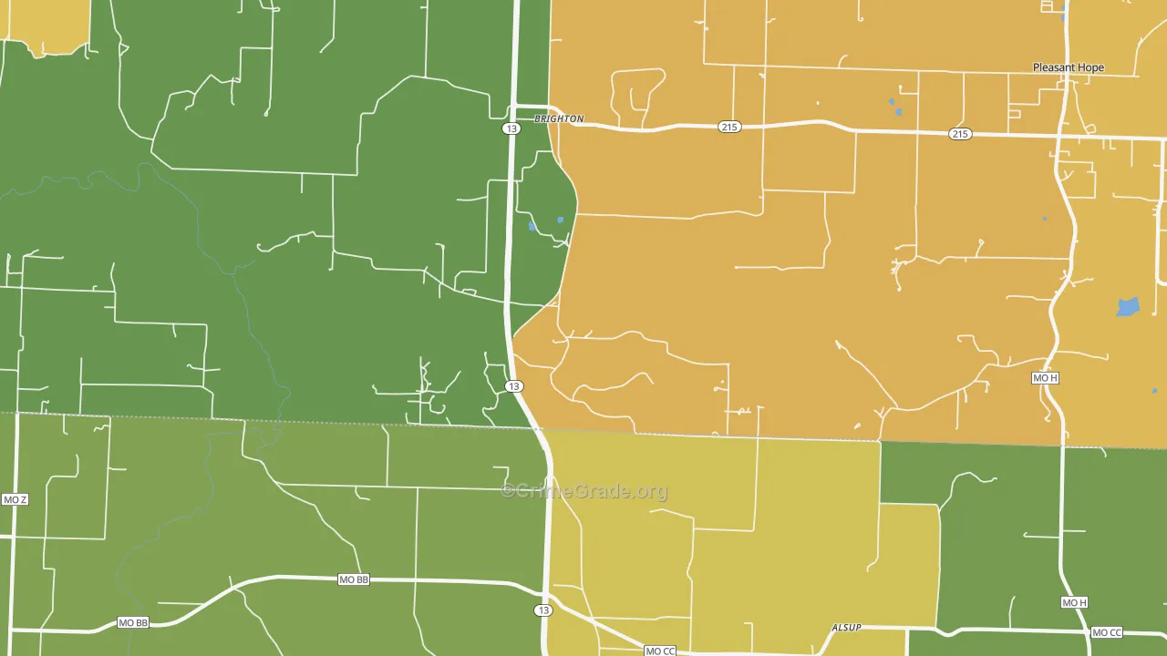 Brighton, MO Map of Assault Rates