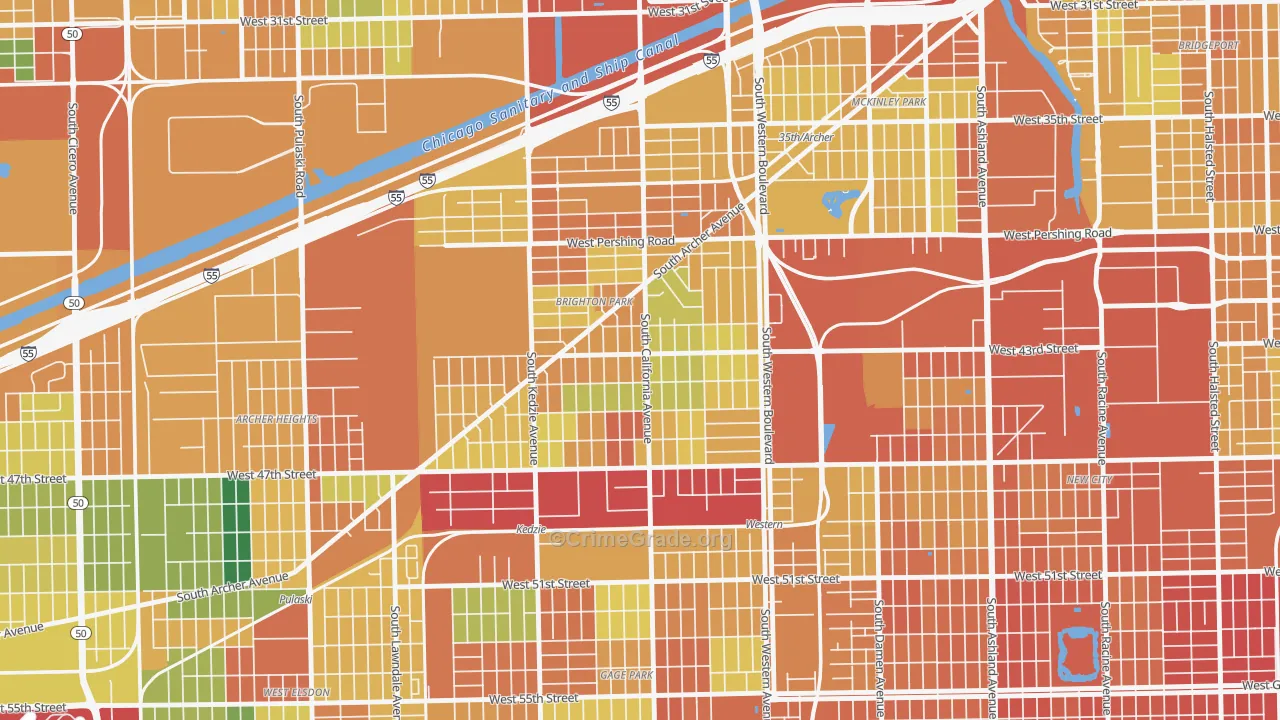 Brighton Park, Chicago, IL Map of Assault Rates
