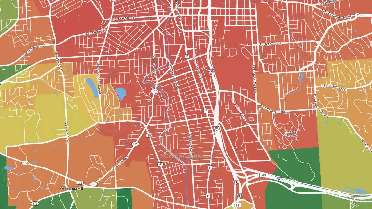 Brighton, Syracuse, NY Map of Assault Rates