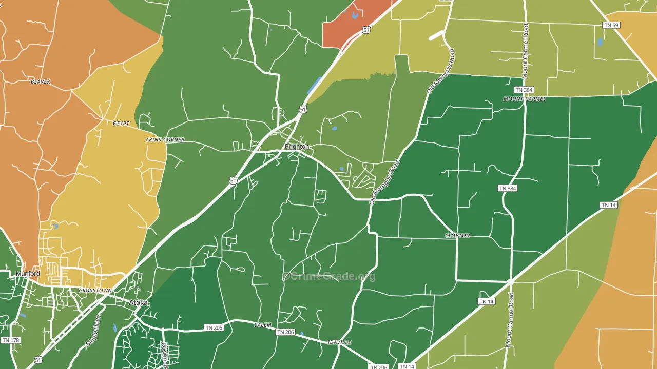 Brighton, TN Map of Assault Rates