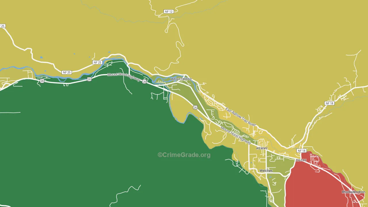 Brightwood, OR Map of Assault Rates
