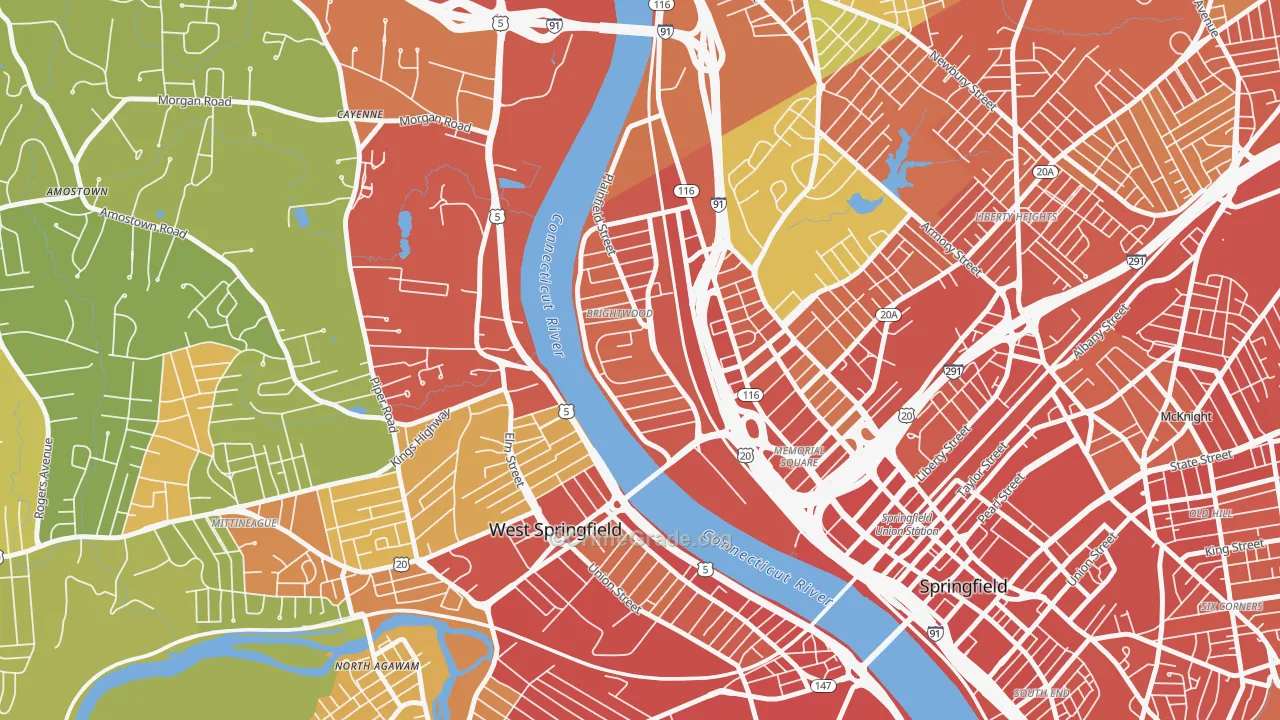 Brightwood, Springfield, MA Map of Assault Rates