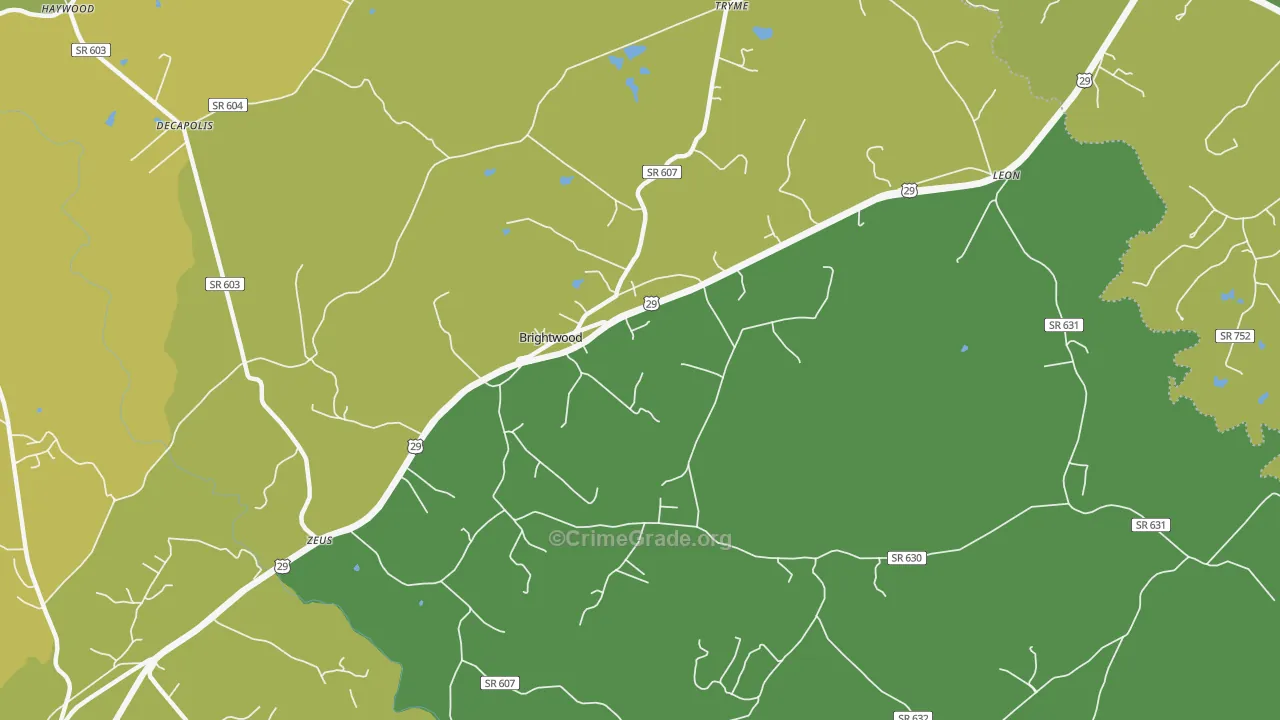 Brightwood, VA Map of Assault Rates