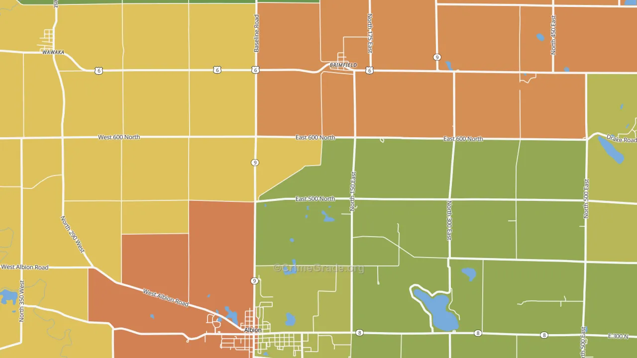 Brimfield, IN Map of Assault Rates