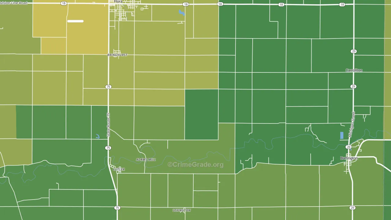 Bringhurst, IN Map of Assault Rates