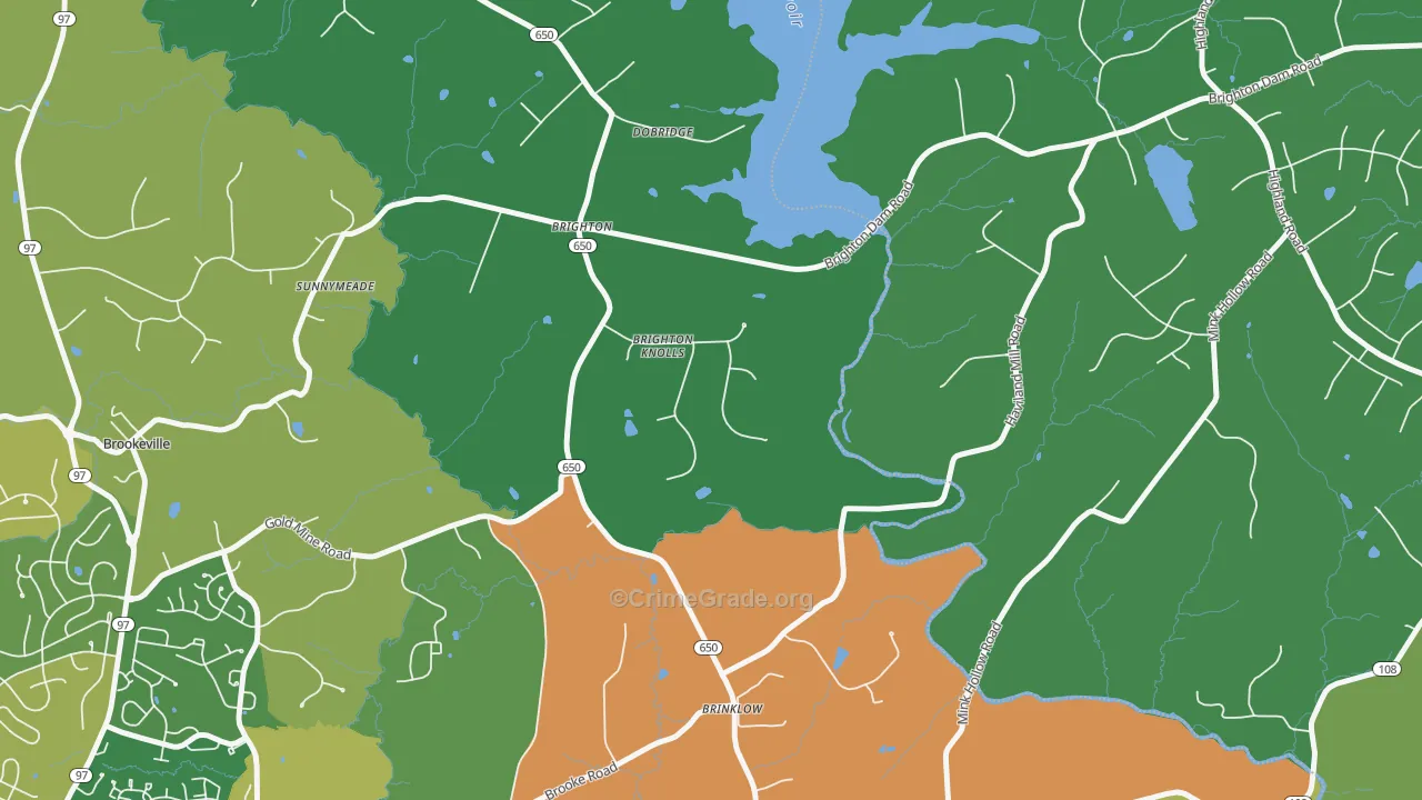 Brinklow, MD Map of Assault Rates