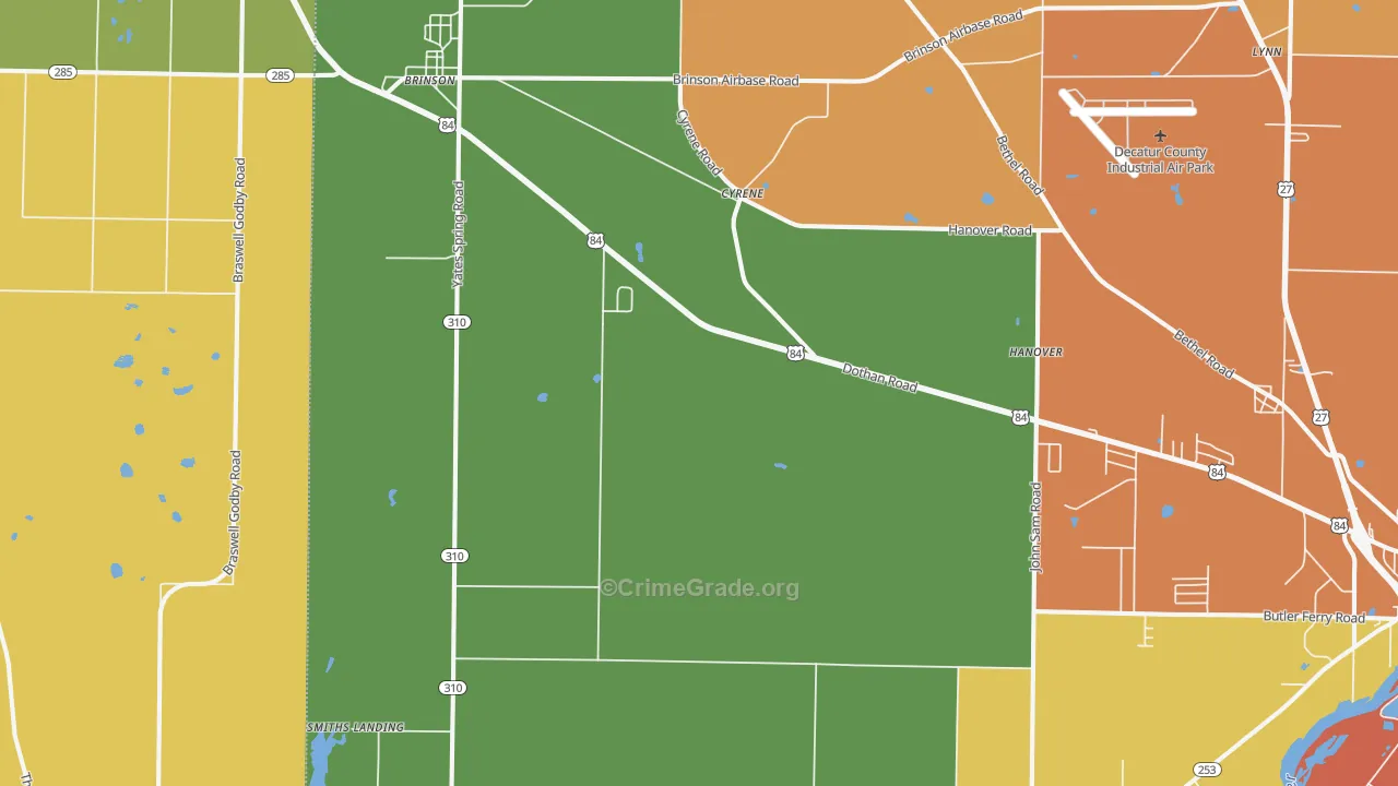 Brinson, GA Map of Assault Rates