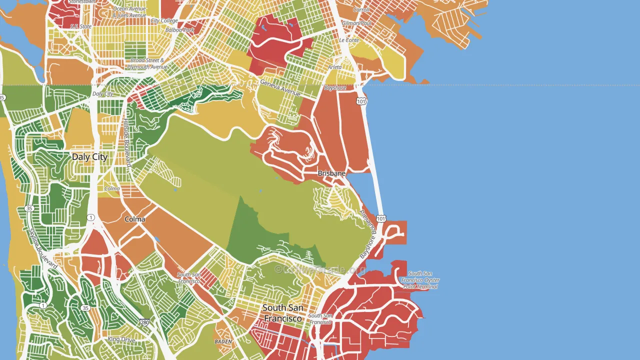 Brisbane, CA Map of Assault Rates