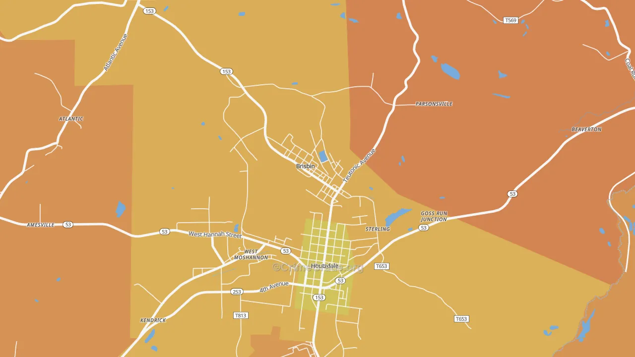Brisbin, PA Map of Assault Rates