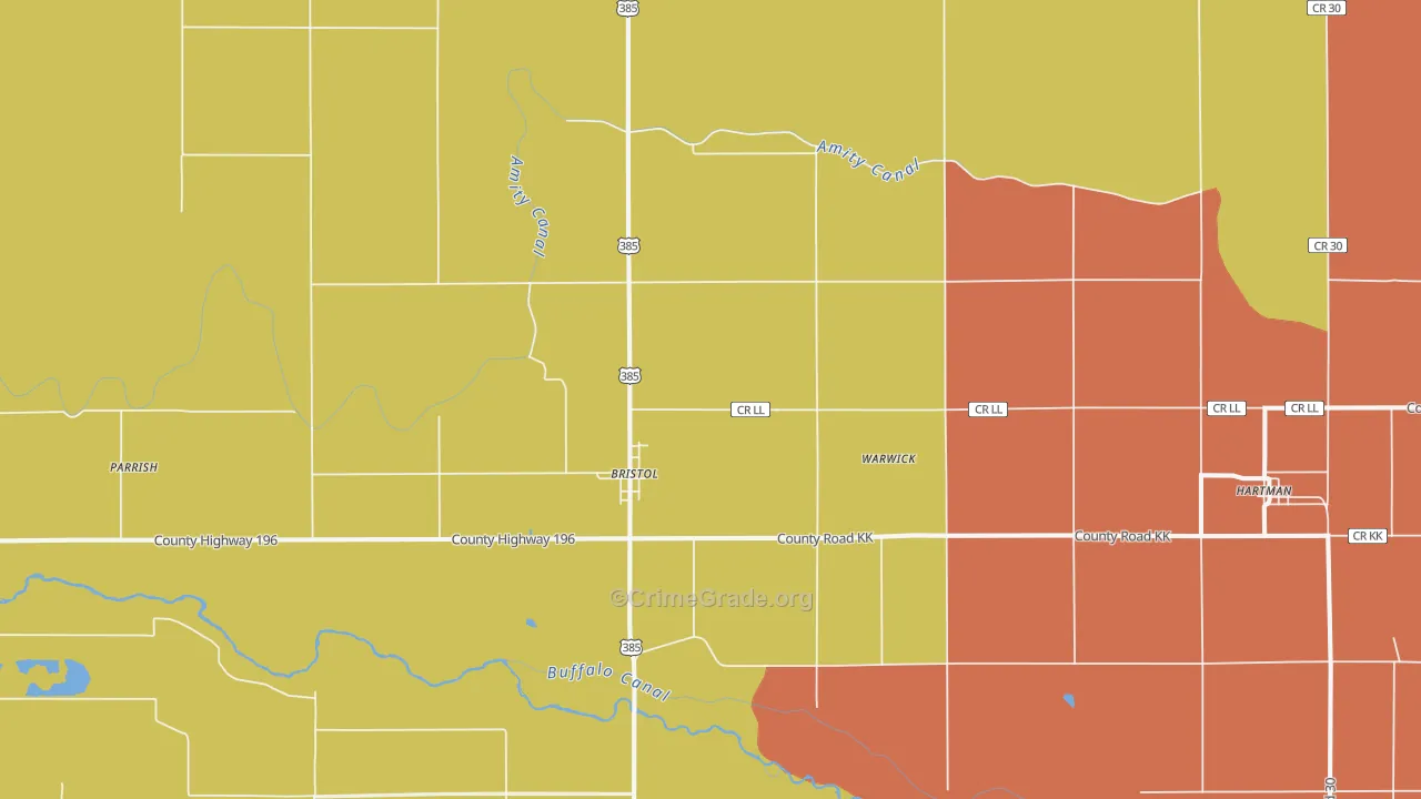 Bristol, CO Map of Assault Rates