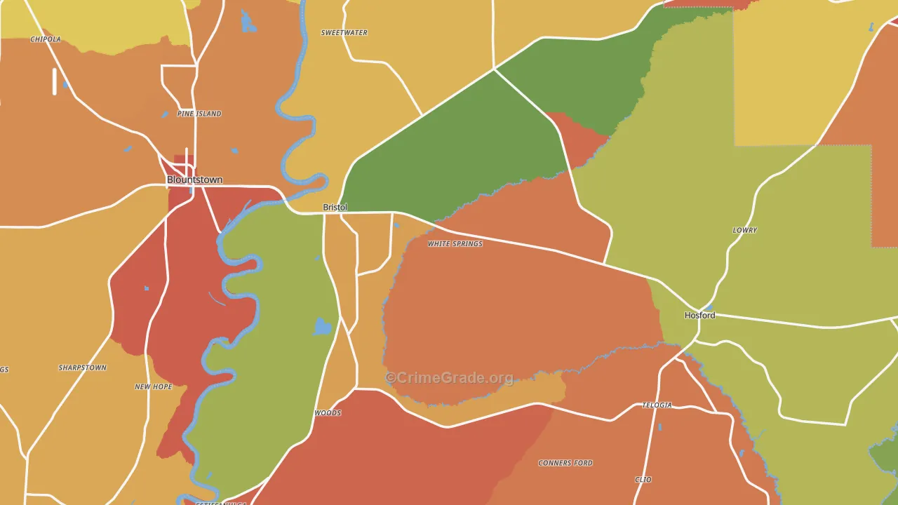 Bristol, FL Map of Assault Rates