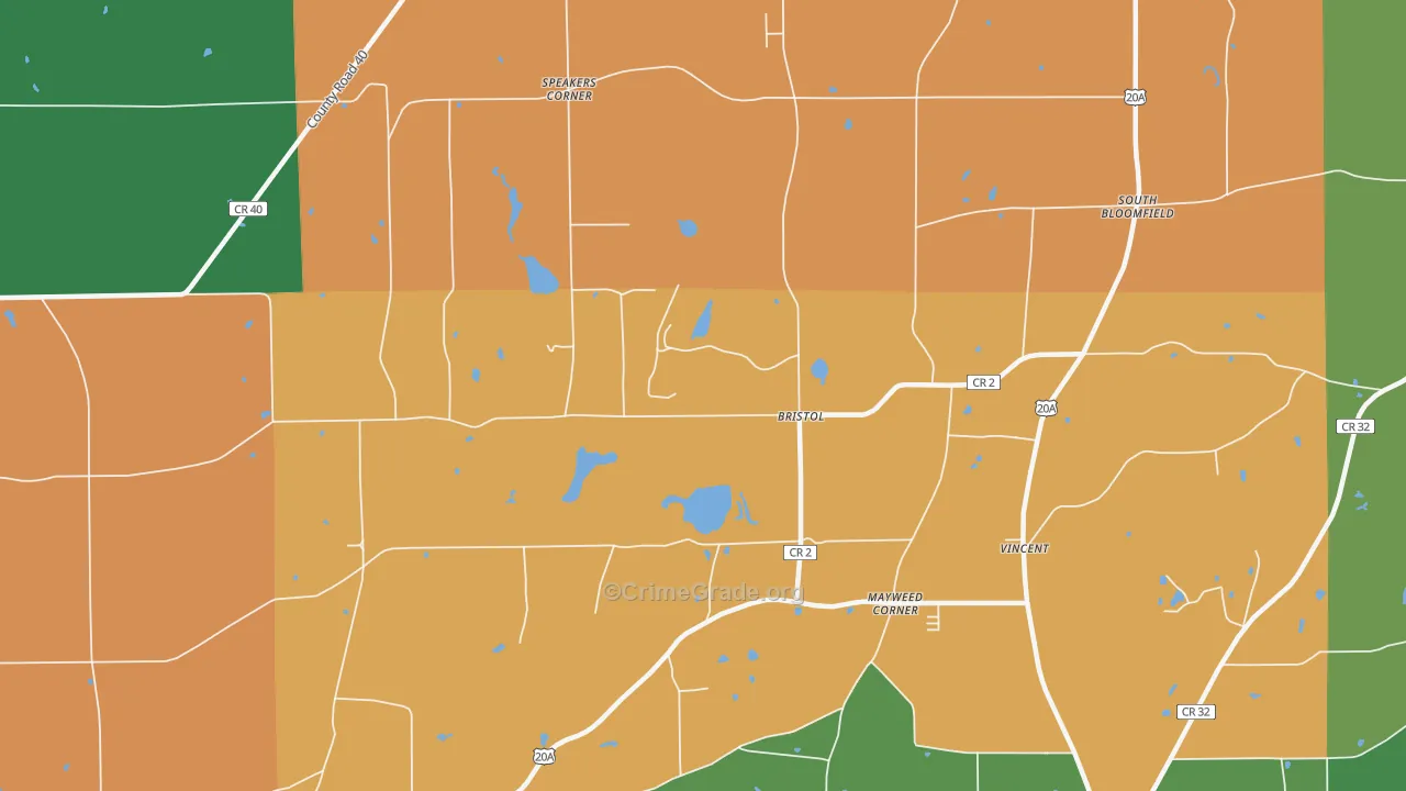 Bristol, NY Map of Assault Rates