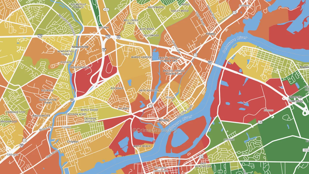 Bristol, PA Map of Assault Rates