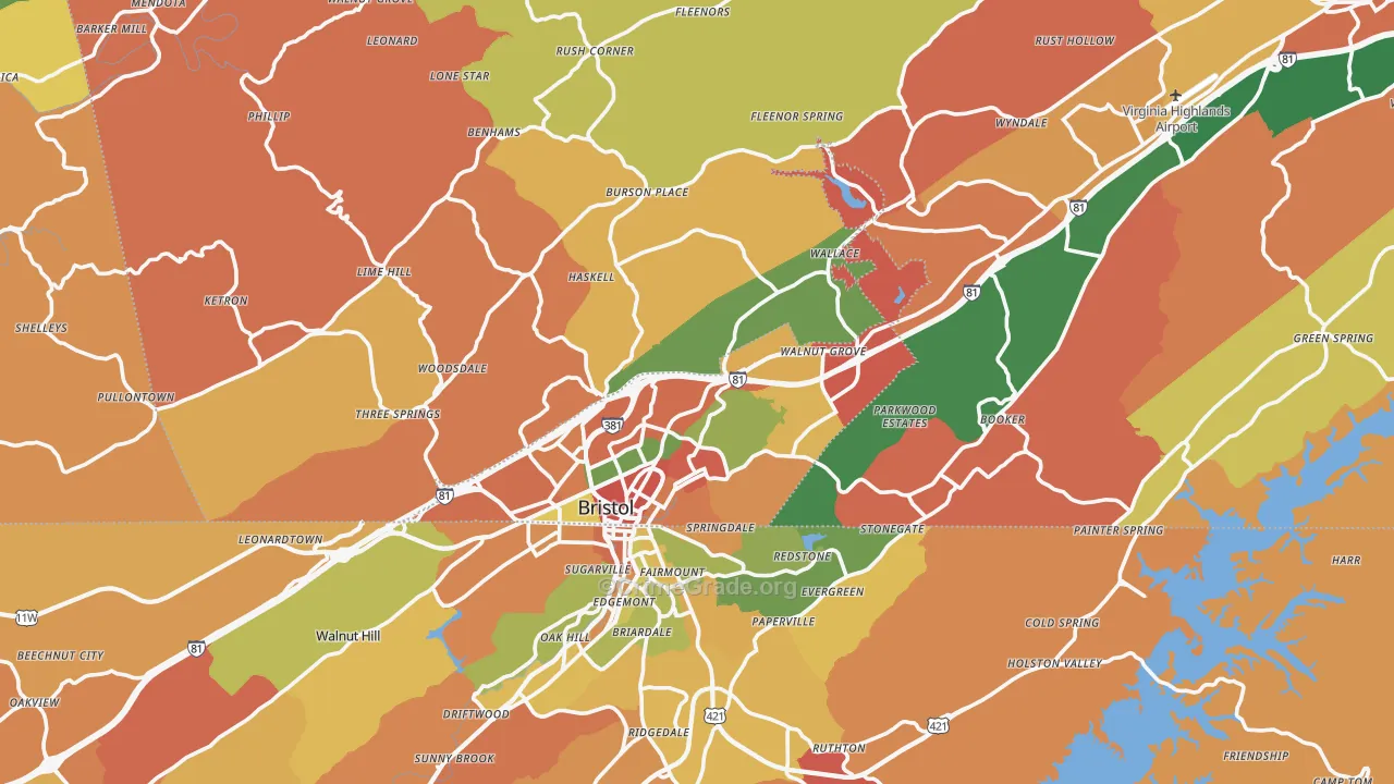 Bristol, VA Map of Assault Rates