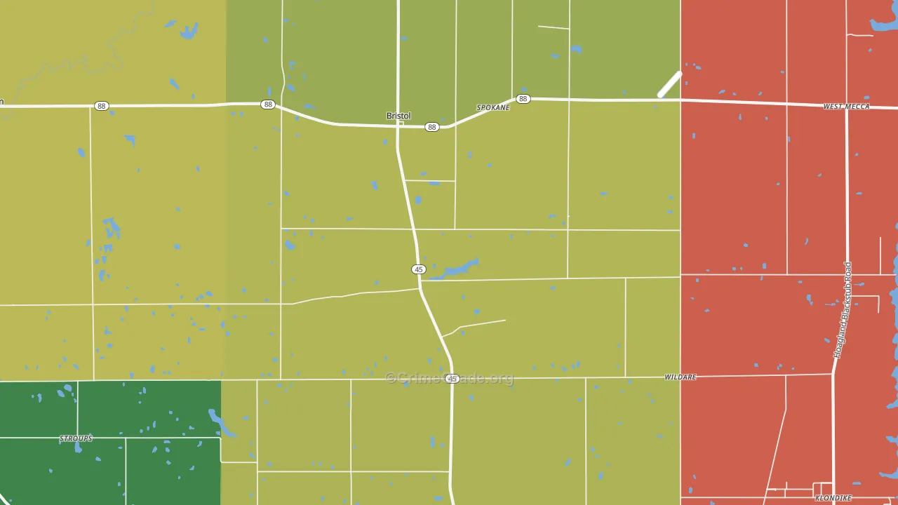 Bristolville, OH Map of Assault Rates