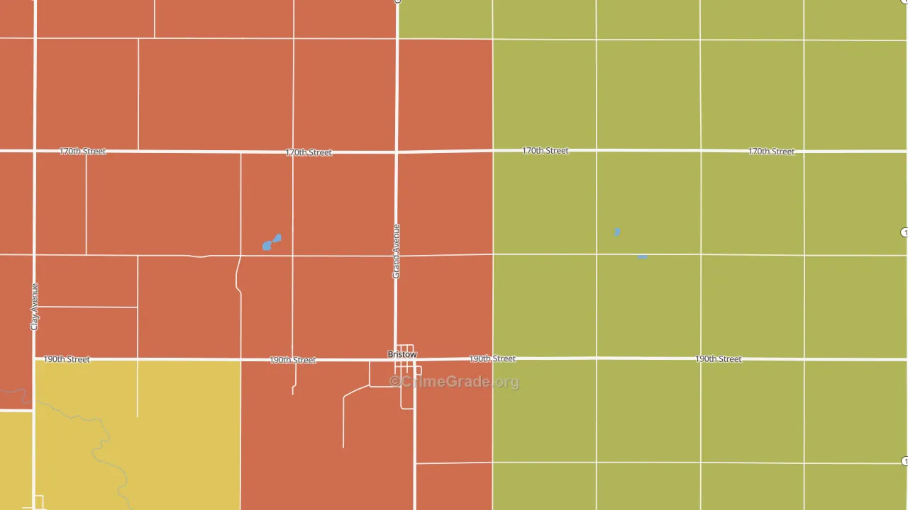 Bristow, IA Map of Assault Rates