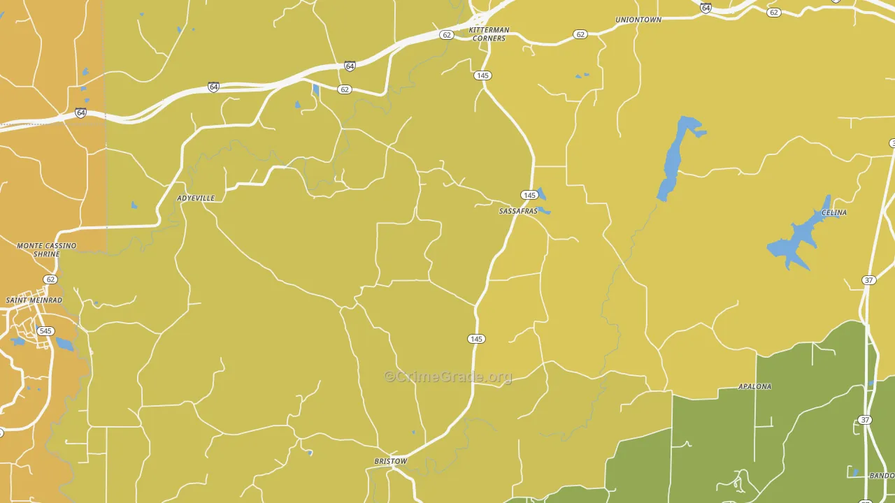 Bristow, IN Map of Assault Rates