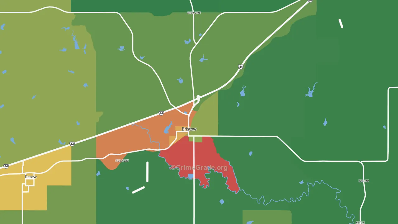 Bristow, OK Map of Assault Rates