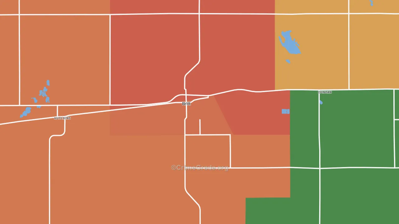 Britt, IA Map of Assault Rates