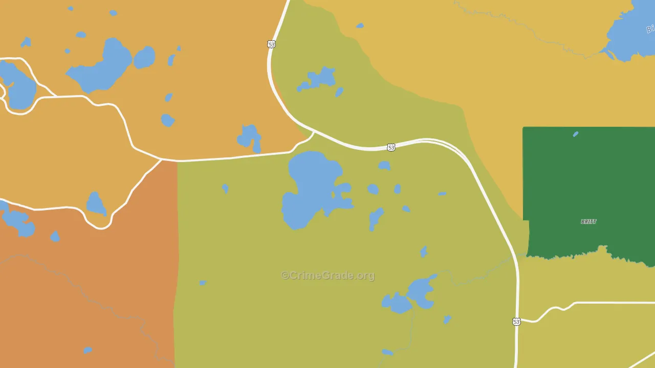 Britt, MN Map of Assault Rates