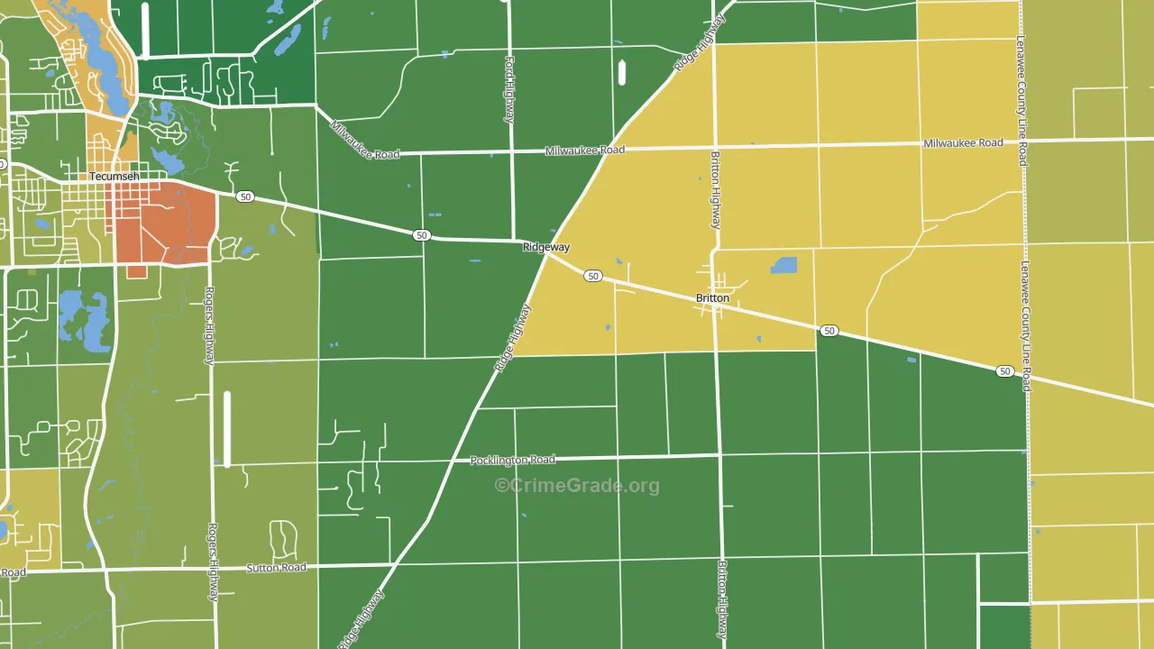Britton, MI Map of Assault Rates