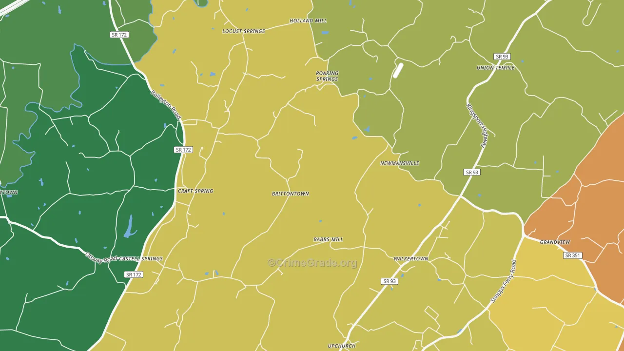 Brittontown, TN Map of Assault Rates