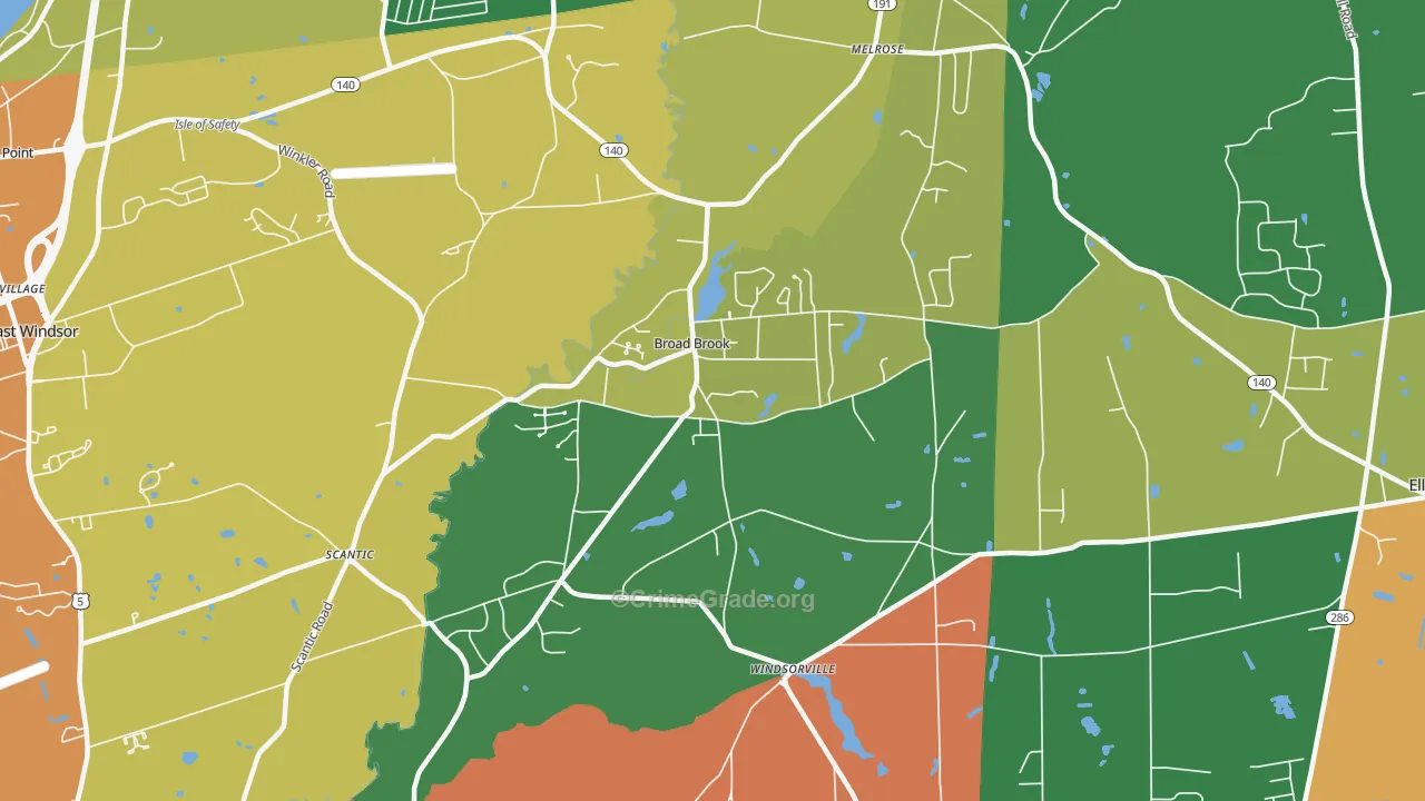 Broad Brook, CT Map of Assault Rates
