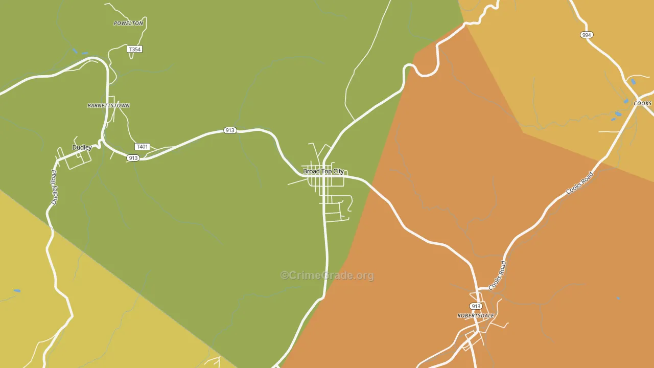 Broad Top City, PA Map of Assault Rates