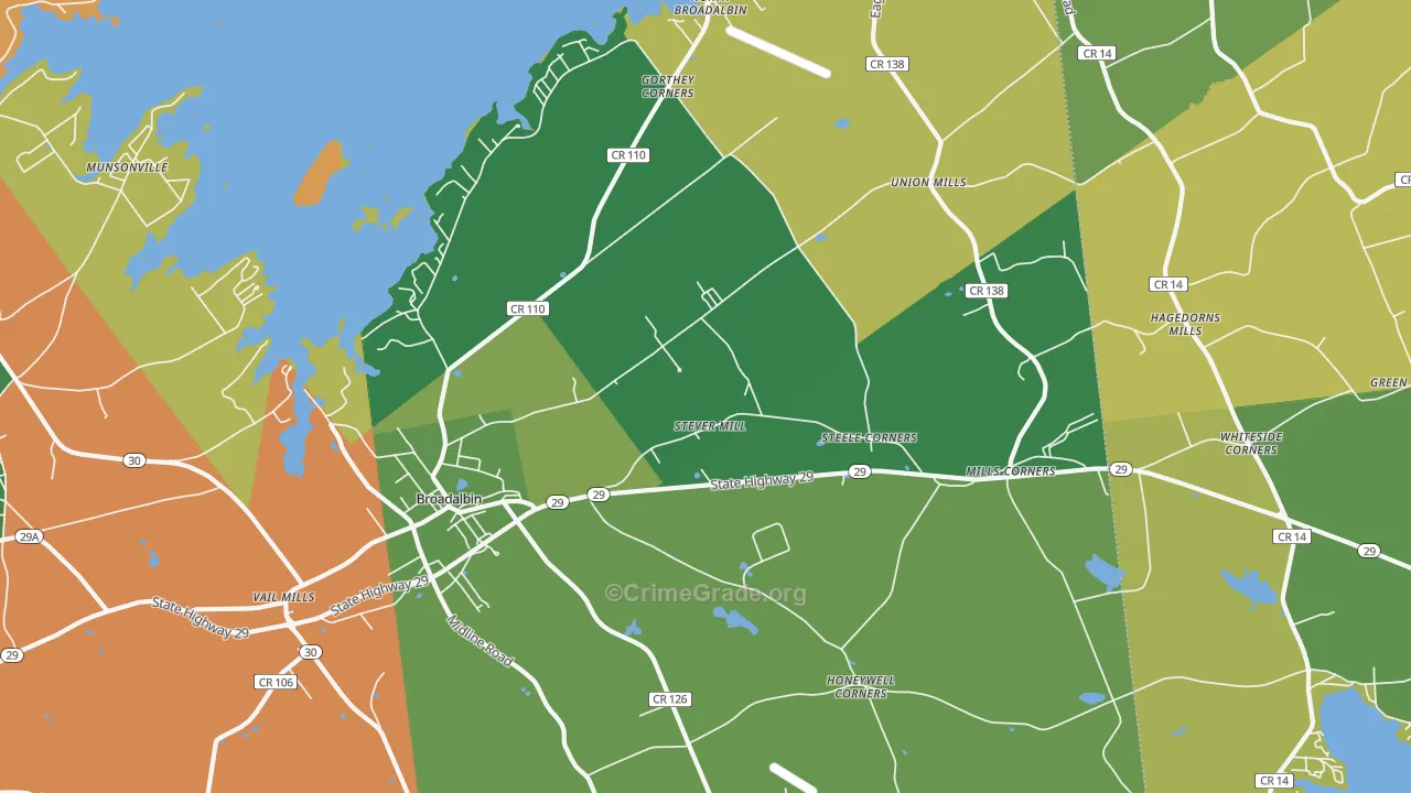 Broadalbin, NY Map of Assault Rates