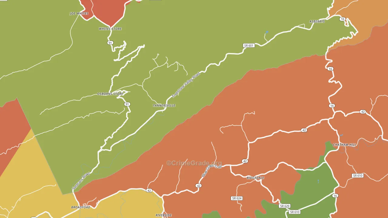 Broadford, VA Map of Assault Rates