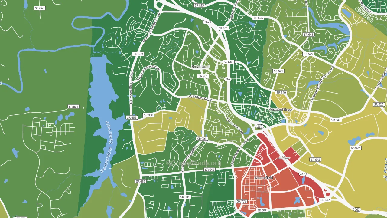 Broadlands, VA Map of Assault Rates