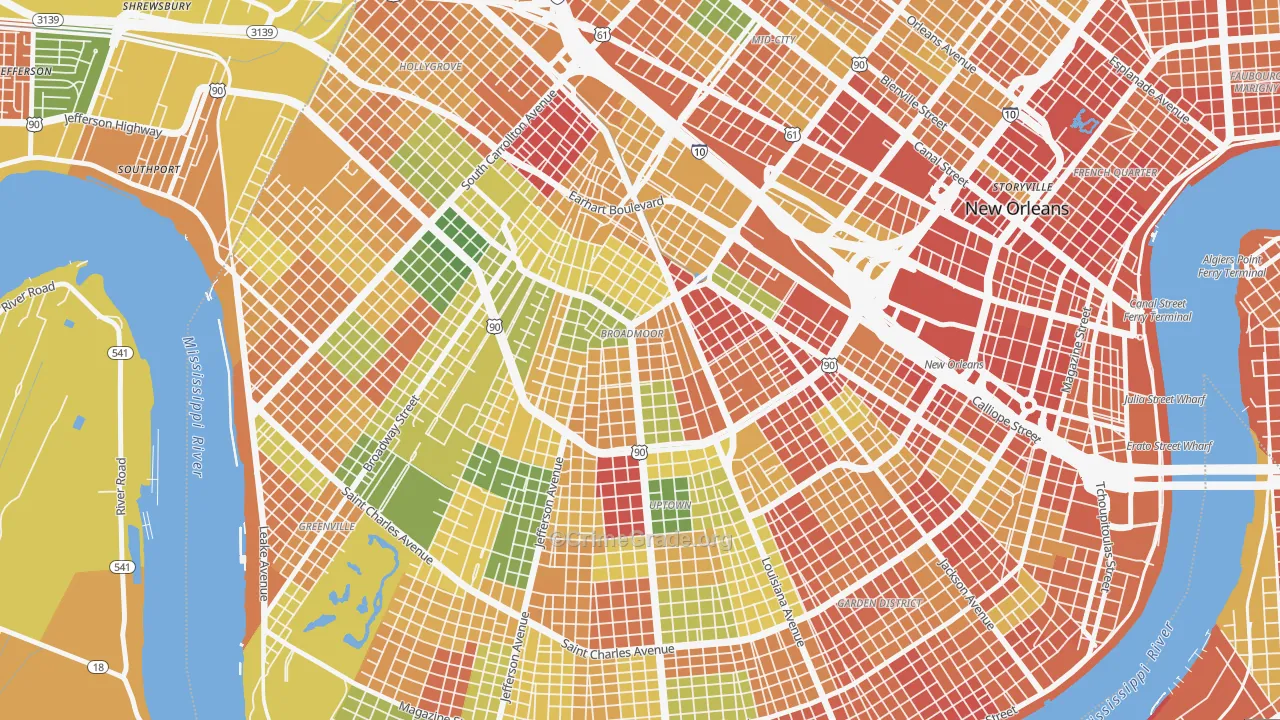 Broadmoor, New Orleans, LA Map of Assault Rates