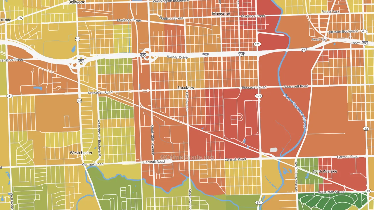 Broadview, IL Map of Assault Rates