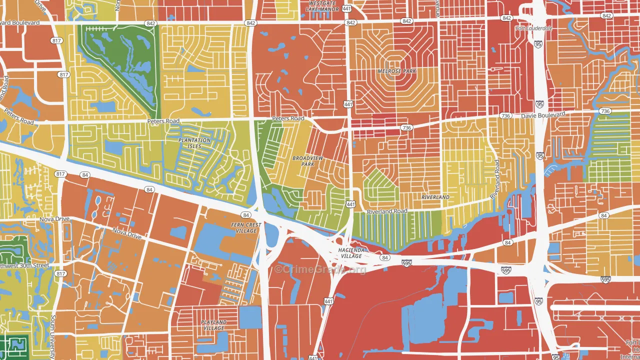 Broadview Park, Fort Lauderdale, FL Map of Assault Rates
