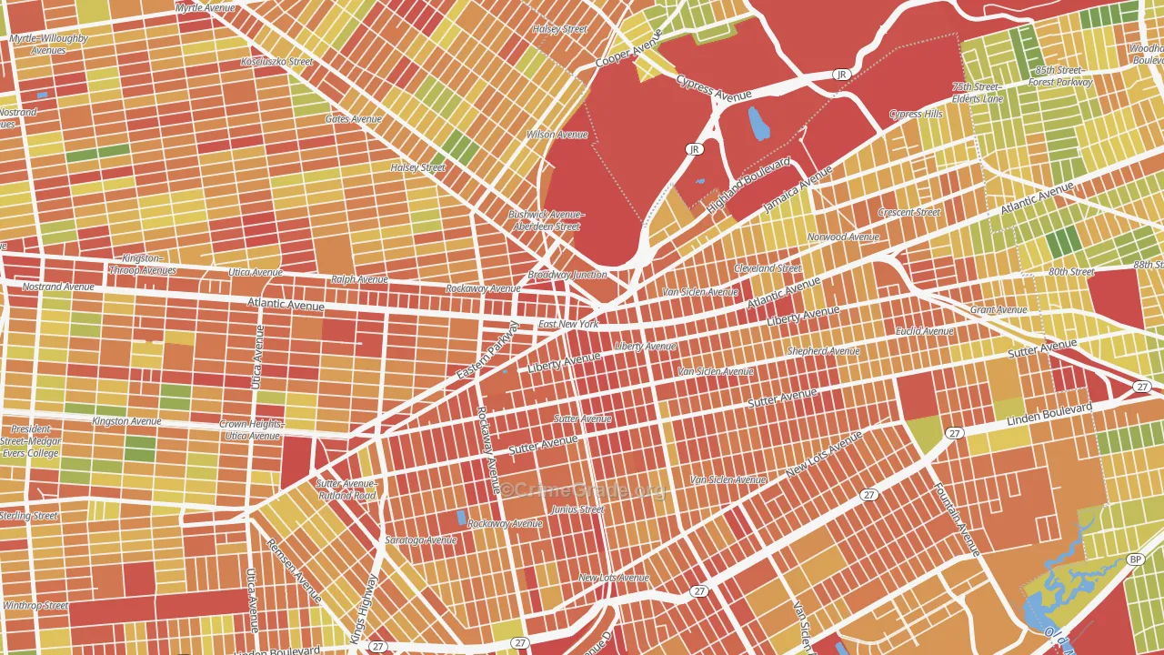 Broadway Junction, Brooklyn, NY Map of Assault Rates