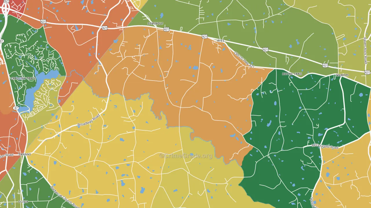 Broadway, NC Map of Assault Rates