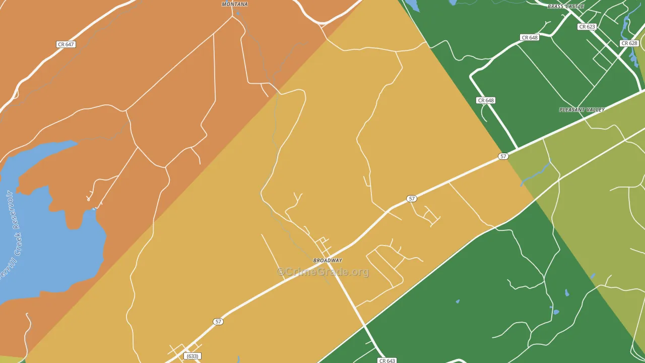 Broadway, NJ Map of Assault Rates
