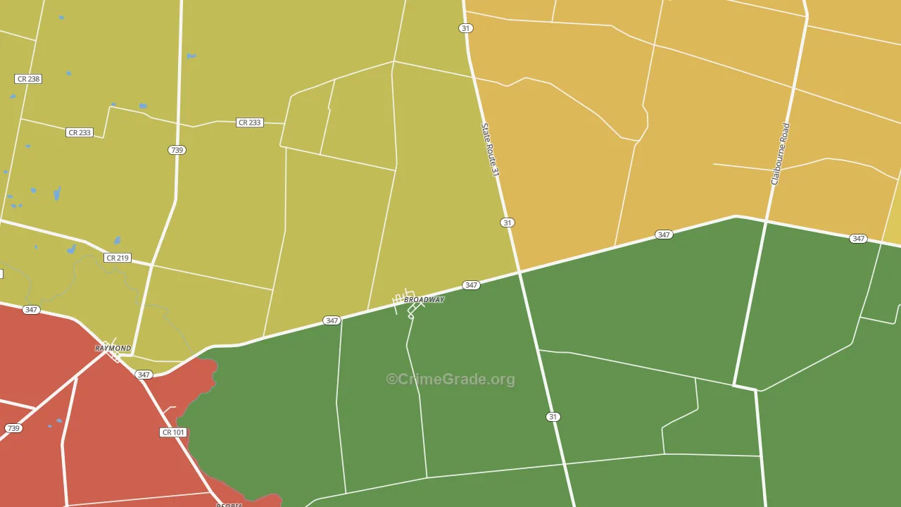 Broadway, OH Map of Assault Rates