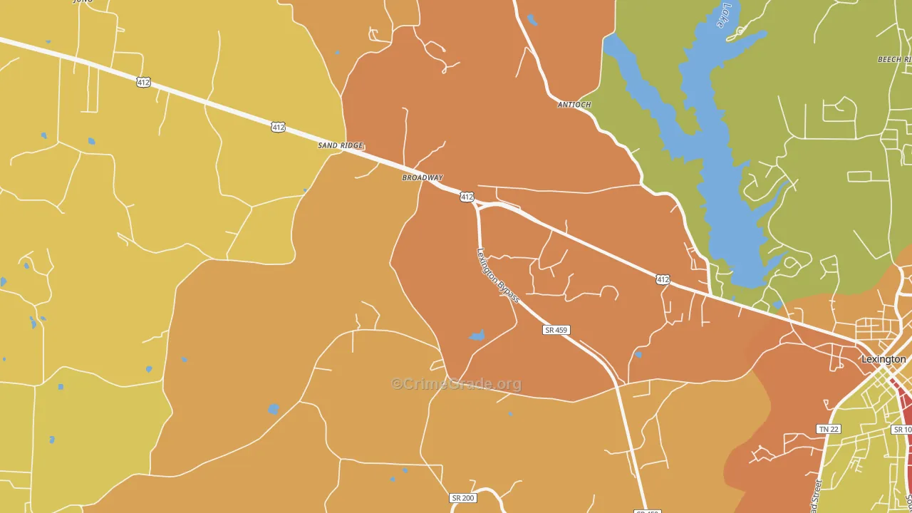 Broadway, TN Map of Assault Rates