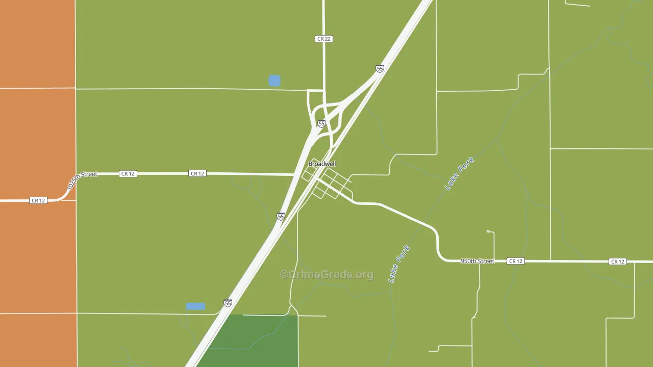 Broadwell, IL Map of Assault Rates