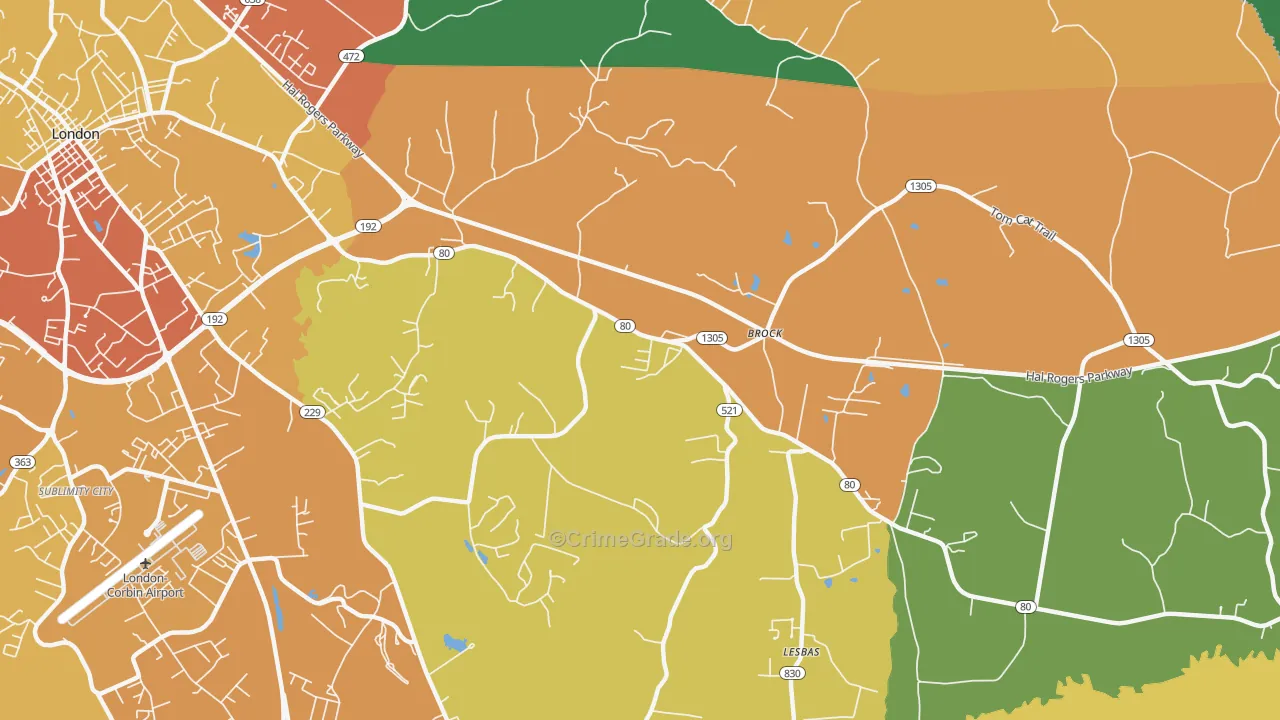 Brock, KY Map of Assault Rates