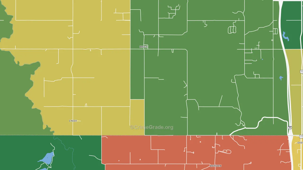 Brock, OK Map of Assault Rates
