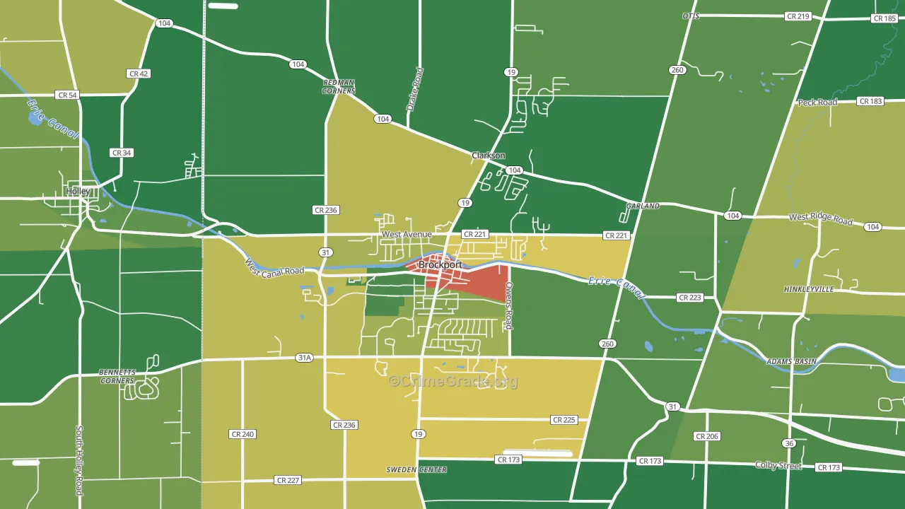 Brockport, NY Map of Assault Rates