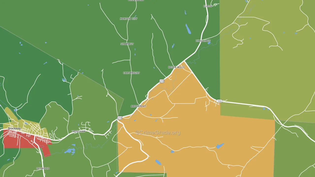 Brockport, PA Map of Assault Rates