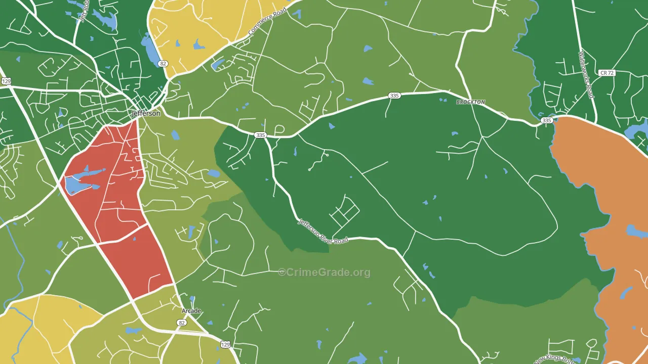 Brockton, GA Map of Assault Rates
