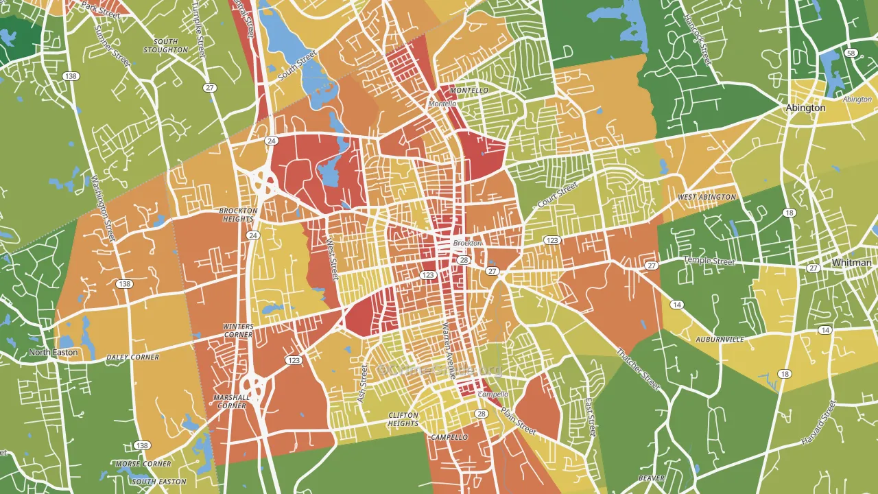Brockton, MA Map of Assault Rates